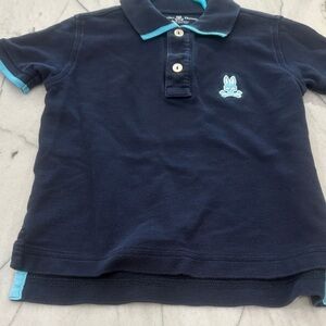 Psycho Bunny Dark Blue Kids Polo with Aqua Accents